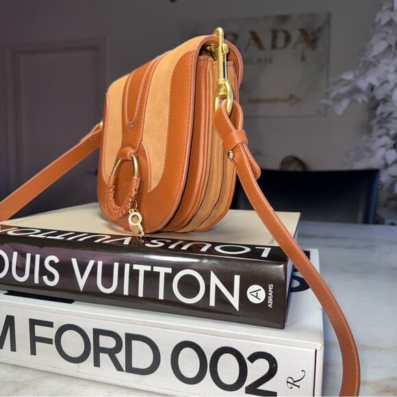 See by Chloé Hana Caramello Leather & Suede Saddle Crossbody Bag - Picture 7 of 15